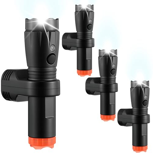 Grinsvalley Lot de 4 lampes de poche d'urgence 4 en 1 rechargeables avec détecteur de mouvement pour panne de courant, lampe de travail portable amovible pour le camping et l'intérieur