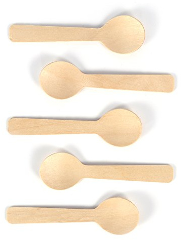 Generic Cucharas de Madera - Juego Desechable de 100 Piezas para Helado, Yogur, Sopa - Ecológicas, Superficie Lisa, Largo, Tamaño de 10 Cm