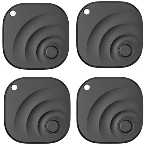 2026 Air Tracker Etiquetas Localizador de artículos para Android y iOS Bluetooth Tracker Etiquetas Inteligentes Compatibles con Apple Find My (iOS) y Google Find Hub (Android) Negro (Paquete de 4)