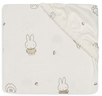 Jollein Spannbettlaken Jersey – Für das Kleinkinderbett – Miffy Family Farm – 70/75x140/150cm – Spannbettlaken Baumwolle – Spannbetttuch – OEKO-TEX Zertifiziert