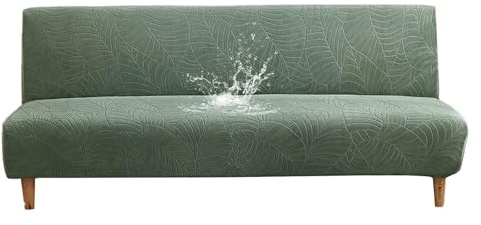 Lövmönstrat Futonöverdrag, Vattenavvisande Stretchöverdrag For Bäddsoffor(Green,Medium)