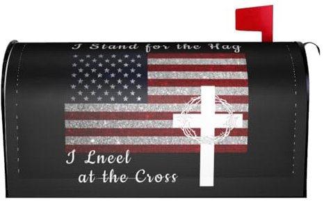 Waterproof Sunproof Mailbox Cover I Stand for The Flag I Kneel for The Cross 7 (2) Standard Size Magnetic Wrap Post Letter Box Covers for House Garden Yard Decoration