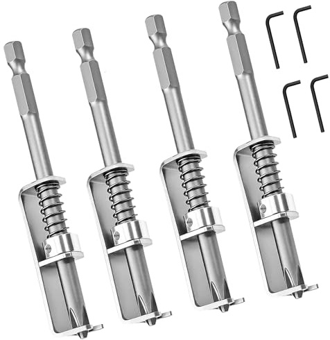 4 Piezas Portabrocas con Resorte Kit, Brocas de Soporte de Tornillo, Retenedor de Tornillo con Resorte, con 4 llave Hexagonal, para Atornillador de Impacto, Taladro
