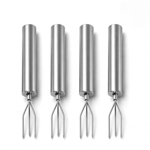 4 Pcs Fourchettes À Pommes De Terre Et Épis De Maïs En Acier Inoxydable 430, Piques Réutilisables Avec 3 Dents, Accessoires Barbecue Cuisine Camping Et Grill, Lavables Au Lave-Vaisselle