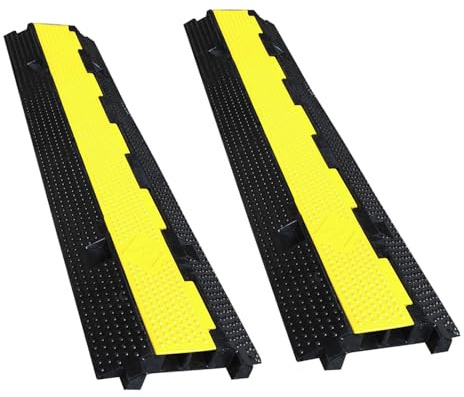 ADO - Protector de Cables de Caucho de Doble Via. Pasacables de Suelo Doble Via 100x25x4 cm (2- Protectores Cable)