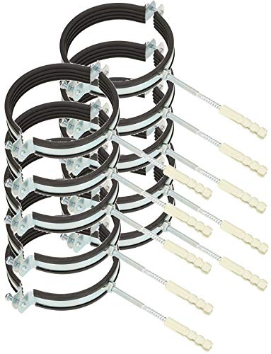 KOTARBAU® 10 st. Rörsvep Med Gummi - Rörklammer - Galvaniserat Stål - 5 - Rörklämmor - Svart - Skruvrörsklämmor - Ljuddämpande Rörfäste - Vibrationsdämpande Rörklämma - med Plugg
