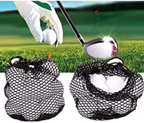 AYNEFY Netztasche Schwarz Mesh Tasche Golfball Tasche Nylon Kordelzug Mesh Tasche Kleine Reise Mesh Speicher Ditty Tasche Ball Tennis Kosmetik Duschgel Outdoor Tools (L)