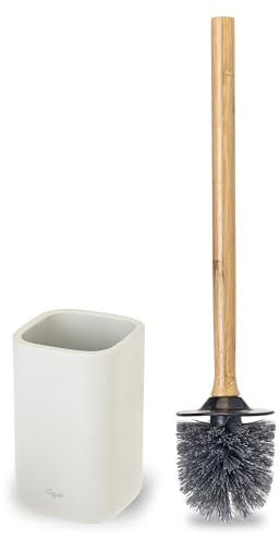 Set de Cepillo para Inodoro y Soporte Vigar Zense, Cepillo para Inodoro con Soporte de Piedra de poliresina, Sets de baño para decoración y Accesorios de baño, Gris