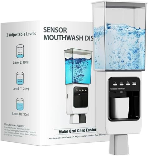 Mouthwash Distributeur électrique de Bain buccal Rechargeable avec Tasse magnétique, Puissance d'eau réglable, idéal pour Les Enfants et Les Adultes 700 ML