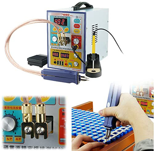 Saldatrice a Punti a impulsi 769D Saldatrice a Batteria agli ioni di Litio da 0,35 mm, saldatrice a Punti a Batteria e Stazione di Saldatura Saldatrice a impulsi Portatile per batterie al Litio 1865