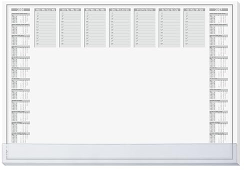 SIGEL H6366 Sous-main en papier, calendriers sur 2 ans et semainier, design protect, A2 (59, 5 x 41 cm), avec bande de protection, gris et blanc, 40 feuilles