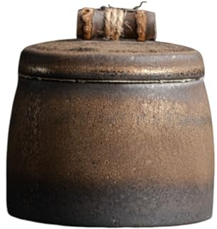 Vintage Ceramic Tea Caddy Tea Canister,Ceramic Tea Canister | Japanese Style Storage Jars,Sealing Sugar Container with Airtight Lid,Food Containers for Tea Coffee Sugar(Brown)