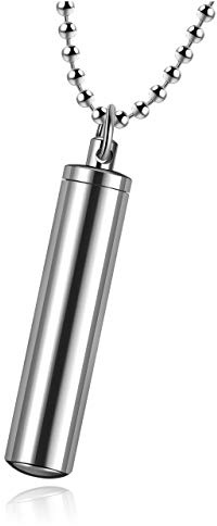 Stainless Steel Cylinder Cremation Ashes Urn Bottle Memorial Pendant Necklace Durable Memory Keepsake Vial free Chain