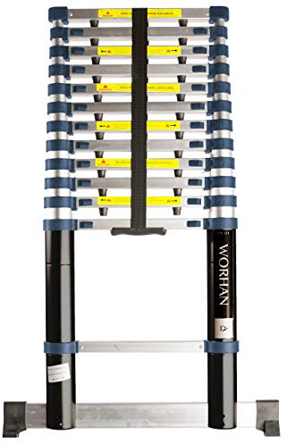 WORHAN Teleskopische 3.8m TELESKOPLEITER ALULEITER ANLEGELEITER ALULEITER ALU TELESKOP Leiter MULTIFUNKTIONS Leiter 380cm 1K3.8A