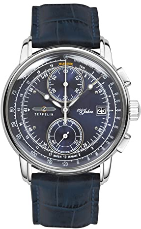 Zeppelin Herrenuhr mit Lederband Serie 100 Jahre ED. 1 Chronograph Datum 8670-3