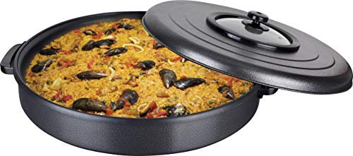 Jata PE550 - Paellera Eléctrica, Antiadherente, Libre de PFOA, Válvula de Salida de Vapor, Temperatura Uniforme en Toda la Superficie, con 5 cm de Profundidad, 55 cm de Diámetro