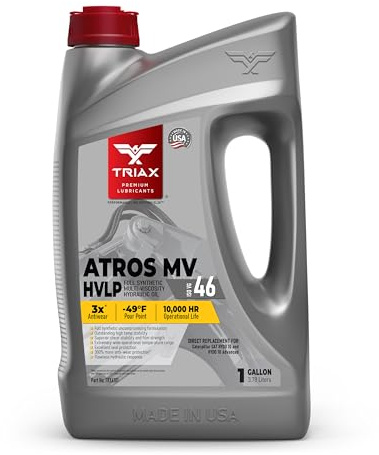 TRIAX Atros Multivis HVLP 46 Full Synthetic Hydraulic Oil, 300% Additive Anti-Wear Boost, 7,000-10,000 Hour Life, Arctic Grade -54 Cold Flow and High Temp Operations (1 Gallon)