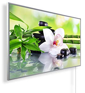 Könighaus 1000W Infrarotheizung mit Bild in HD Qualität - inkl. Thermostat - TÜV SÜD + 5 Jahre Garantie - Doppelter Überhitzungsschutz - Infrarot Wandheizung - Motiv: 130. Seerose