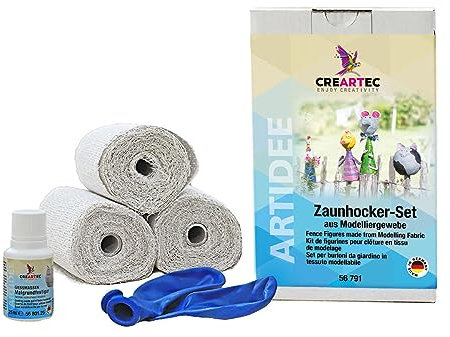 Zaunhocker-Set aus Modelliergewebe - 8 cm x 3 m + Luftballon & Malgrundfestiger - Bastelset für Schule, Werkstatt & Zuhause - Hautfreundlich, schadstofffrei & schnelltrocknend - Made in Germany