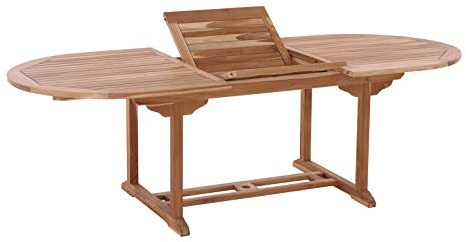 Möbilia® Gartentisch, 180x120 cm oval, ausziehbar, Teakholz L = 180 x B = 100 x H = 75 cm Natur