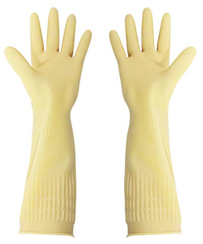 Gummi-Handschuhe, wiederverwendbar, lang, 38 cm Large milchig