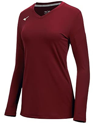 Mizuno Damen Balboa 6 Long Sleeve Volleyball Jersey Trikot, Scharlachrot, X-Small