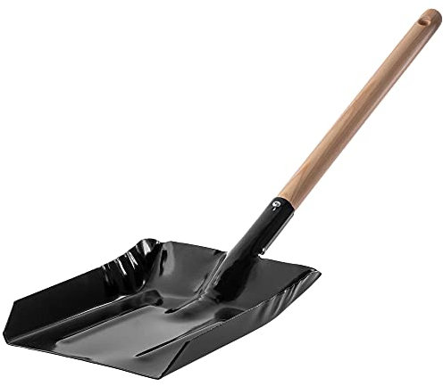 Pala di cenere di Kadax in metallo, pala di carbonio con manico in legno, spazzatura piccola, foglio spazzato, cucchiaio di carbone, pala del forno, pala del camino (grande)