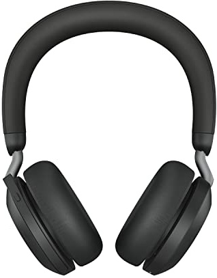Jabra Evolve2 75 Wireless PC Headset with 8-Microphone Technology - Dual Foam Stereo Headphones with Advanced Active Noise Cancellation, USB-C Bluetooth Adapter and MS Teams-compatibility - Black