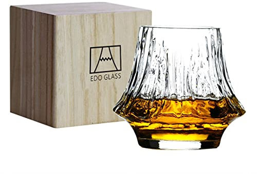 WMDSYGD Drinking Glasses Irregular Old Fashioned Whiskey Glass Wine Cup Artwork Present Box Whisky Tumbler Snifter Beer Glasses (Capacity : 220ml, Color : 1 x Gift Box Glass)