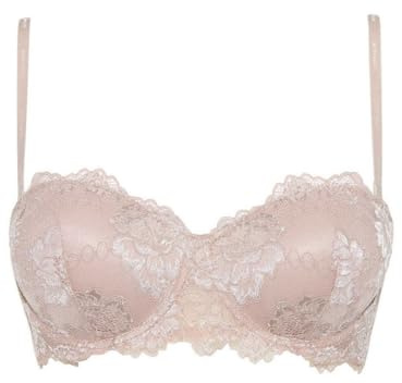 LORMAR 1 Pezzo Reggiseno Donna Deluxe in Pizzo con Ferretto Fascia a Balconcino -Coppa B, Noisette 5B