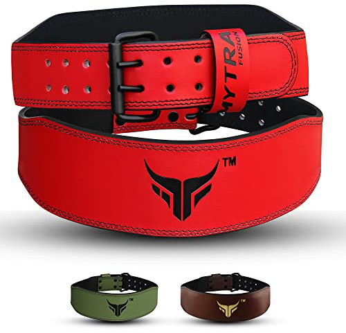 Mytra Fusion Cintura Palestra 4 Pollici Cintura Sollevamento Pesi Ideale per Allenamento, Powerlifting, Sostegno Schiena Donna Cintura Bodybuilding (Red, Large)