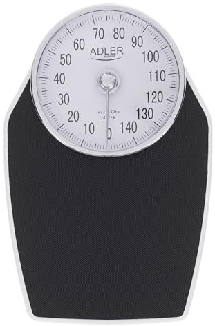 Adler AD8177 Mechanische Personenwaage bis zu 150kg, Analoge Badezimmerwaage hohe Genauigkeit, Anti-Rutsch-Oberfläche, Nicht-Digital, Einfach zu Bedienen, ohne Batterien