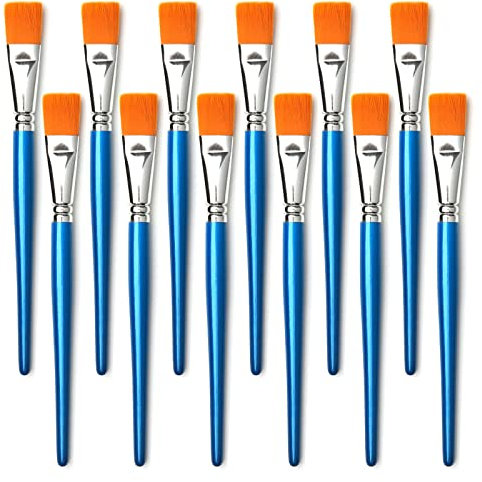 Artbud 25mm Flache acryl Pinsel, 12 StüCk Pinselset Acrylfarben KüNstlerpinsel Paint Brush Set für Acryl, Ölgemälde, Gouache und Tempera Malerei