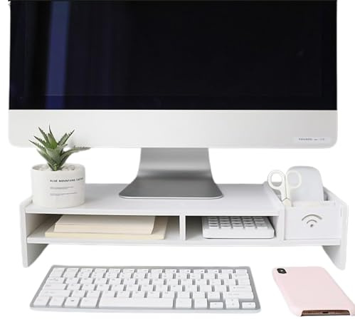Monitorständer aus Holz, 2 Ebenen Monitorständer für Schreibtische, Ergonomisch Computer Monitor Ständererhöhung mit Lagerung für Laptop Computer iMac PC Drucker (49*20*10cm)