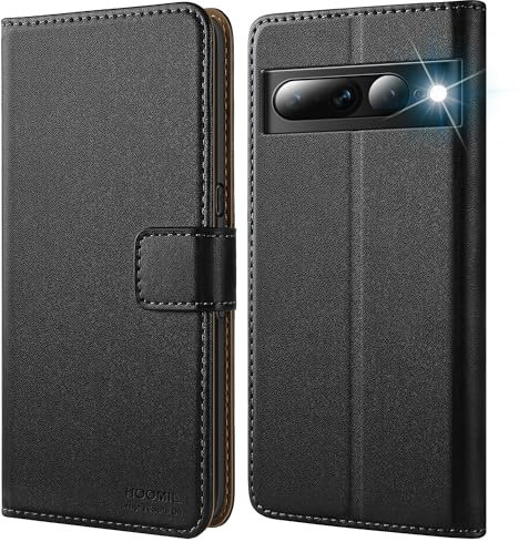 HOOMIL Handyhülle für Google Pixel 7 Pro Hülle, Schwarz | Premium PU Leder, mit Kartenfach & Standfunktion, Flip Case Schutzhülle