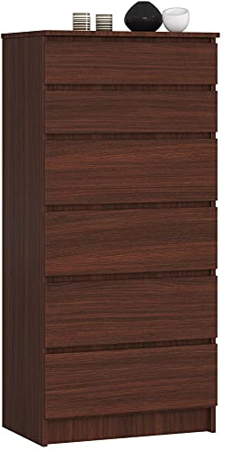 Cómoda AKORD K60 Wenge 60 cm 6 cajones frente en color Wenge 60x40x130 cm