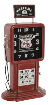 Home ESPRIT Orologio da tavolo rosso metallo stazione di servizio 18 x 10 x 34 cm