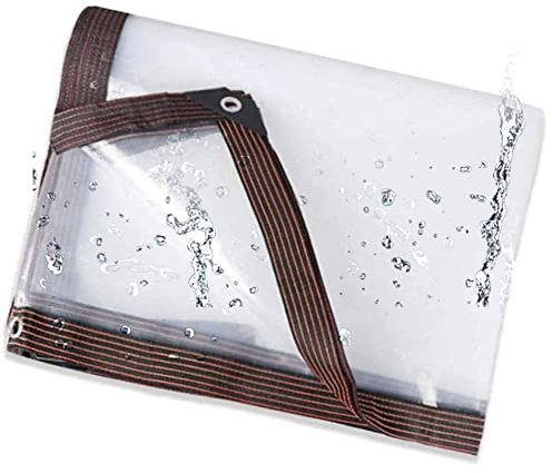 CRBUDY Zeltplanen aus Segeltuch, strapazierfähige, wasserdichte Planen in Mehreren Größen mit Ösen, durchsichtige Poly-Plane, UV-beständige Plane für Garten, Garage, Camping (schwarz + tr