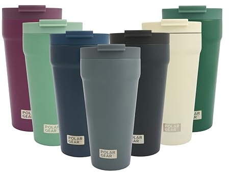 Polar Gear Coffee Cup Travel Mug, 470ml Large Travel Mug, Insulated Cup with Leakproof Screw Closure Lid, 304 Stainless Steel Double Walled, Reusable Coffee Cups (Graphite)