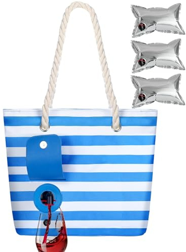 BLUBYEES Weintasche mit verstecktem Ausguss und Spender – isolierte Kühltasche für den Strand – perfekt für Reisen, Picknick und Strandgeschenke für Weinliebhaber
