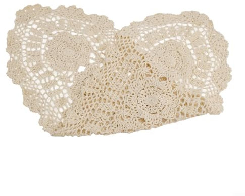 Oniissy Mantel floral de encaje de ganchillo vintage, ovalado, blanco, vintage, camino de mesa, bufanda, tapete de ganchillo a mano, floral, 30 x 80 cm, para el hogar, hotel, cafetería (beige)