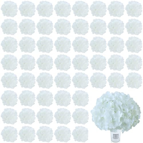 AVIVIHO 66 Stück Hortensien, künstliche Blumen, weiße Kunstblumen, künstliche Hortensien, Seidenblumen mit Stielen für Hochzeit, Party, Tischdekoration, Brautstrauß, Babyparty, Zuhause,