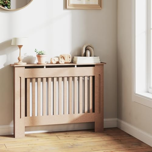 HOMCOM Couvre-radiateur Couvre-radiateur Moderne en MDF pour Le Salon et la Chambre 112x19x81cm Bois Naturel