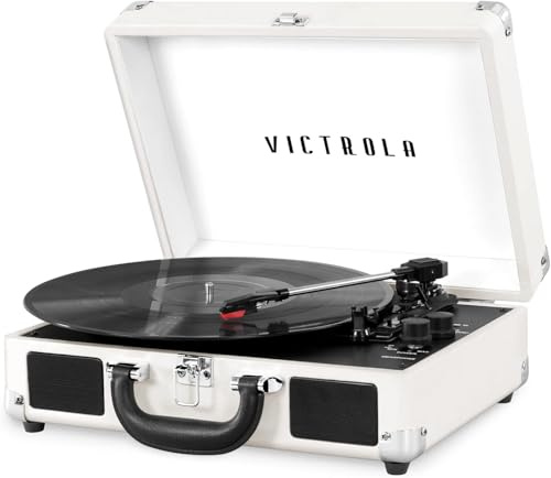 Victrola Journey+ Bluetooth Suitcase Record Player – Built-in Speakers, 33-1/3, 45 & 78 RPM Vinyl Record Player, RCA Out, Headphone Jack, Wireless Streaming (Turquoise)