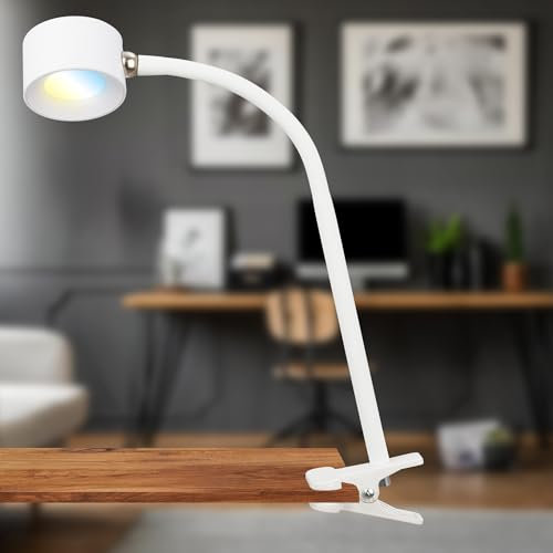 BRILONER - Lampada da tavolo a LED con batteria ricaricabile, magnetica, ruotabile, dimmerabile, CCT, lampada da lettura senza fili, lampada a morsetto, luce a morsetto, lampada da comodino, bianco