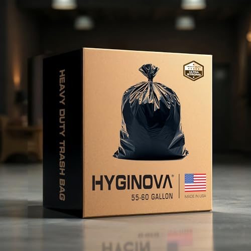 Robuste Müllbeutel, 150 l, große schwarze Müllsäcke, 150 Liter, 150 Liter, hergestellt in den USA