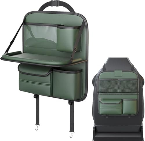 HAVERN Autositz Organizer für Opel Ampera 2019, Auto Rückenlehnenschutz Kinder mit Faltbar Tisch und Tablet Tasche Rücksitz Organizer,Green/D