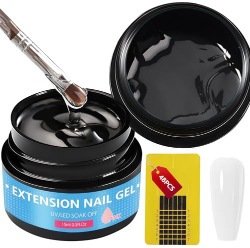 2 Pezzi 15ml Gel Ricostruzione Unghie, Builder Gel Unghie, Gel Ricostruzione Unghie per Ricostruzione Unghie, Set di gel UV per unghie con pennello per nail art e pellicola di carta, Clear