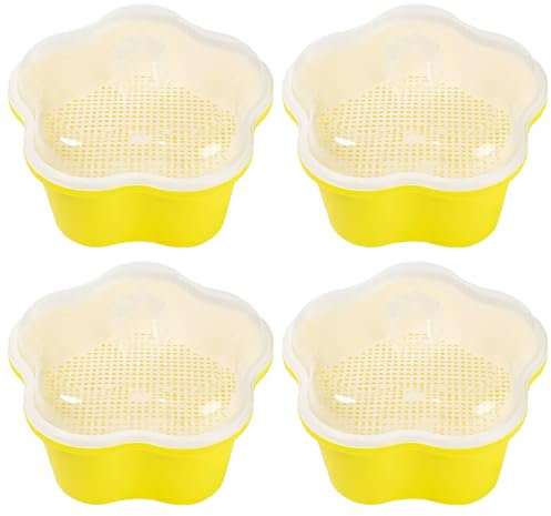 4 Pièces Boîte De Plantation Hydroponique, Plateaux De Germination De Graines Avec Couvercle, Bac à Germination pour Semences, Germoir Avec Couvercle, pour Cultiver Des Semis, Des Germes ( Jaune)