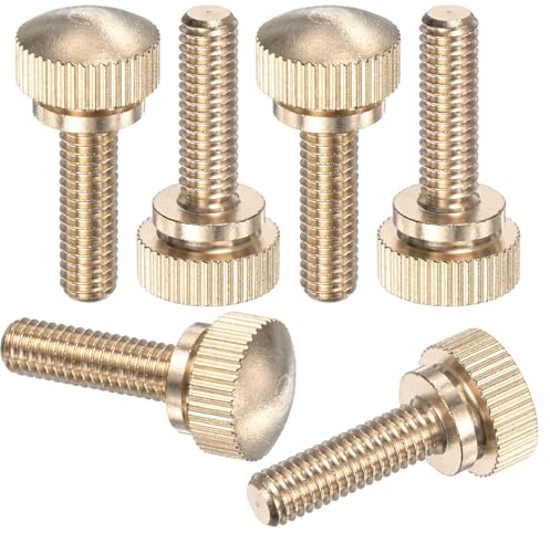 M METERXITY 6-Pack Vis À Poulet Moletées, M6x20mm En Laiton Massif Tête Ronde Boulons À Grip Épaulé Pour Vis De Lunettes/PC Ordinateur, Bout Moleté Fileté